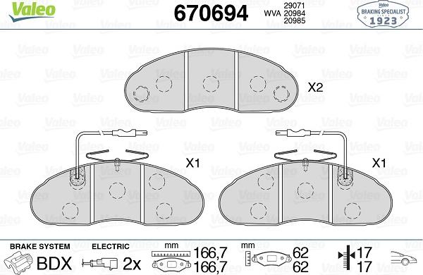 Valeo 670694 - Тормозные колодки, дисковые, комплект autospares.lv