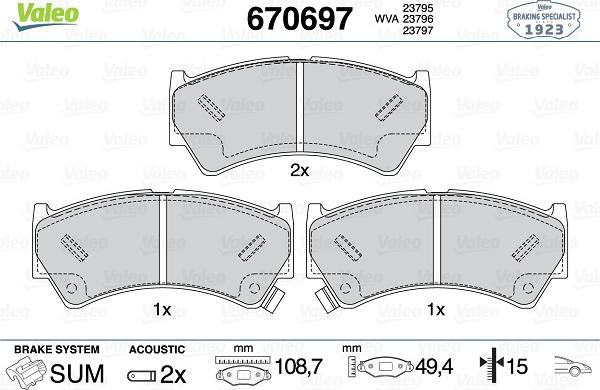 Valeo 670697 - Тормозные колодки, дисковые, комплект autospares.lv