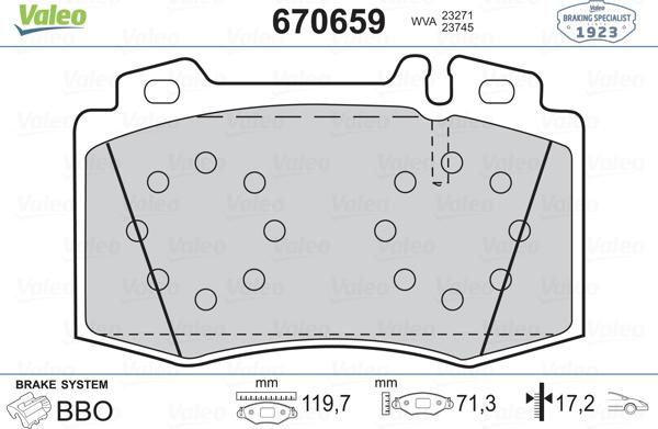 Valeo 670659 - Тормозные колодки, дисковые, комплект autospares.lv