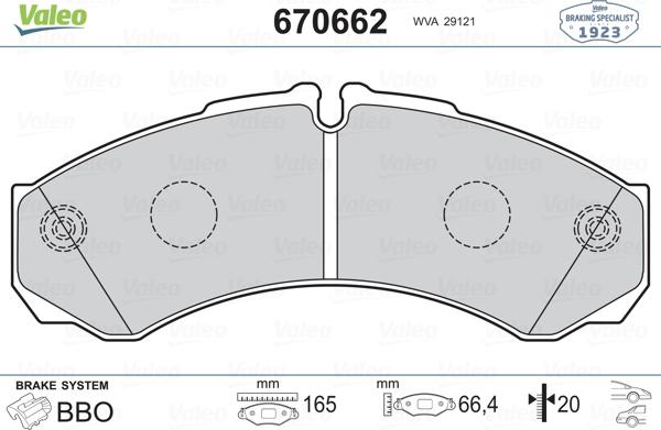 Valeo 670662 - Тормозные колодки, дисковые, комплект autospares.lv