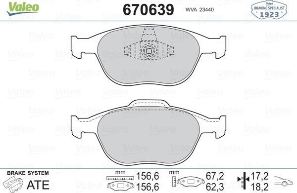 Valeo 670639 - Тормозные колодки, дисковые, комплект autospares.lv