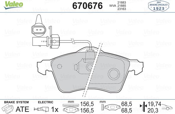 Valeo 670676 - Тормозные колодки, дисковые, комплект autospares.lv