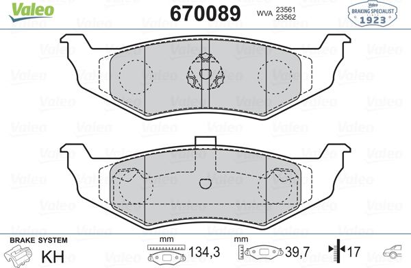 Valeo 670089 - Тормозные колодки, дисковые, комплект autospares.lv