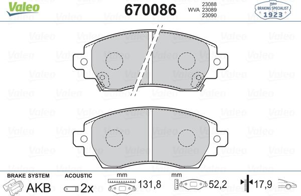 Valeo 670086 - Тормозные колодки, дисковые, комплект autospares.lv