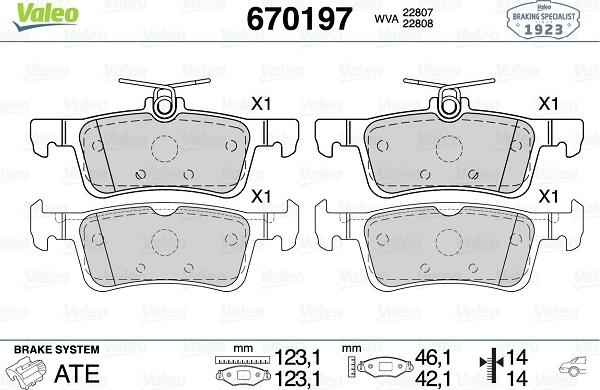 Valeo 670197 - Тормозные колодки, дисковые, комплект autospares.lv