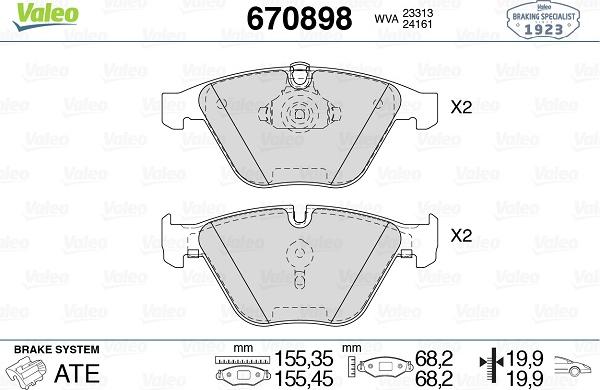 Valeo 670898 - Тормозные колодки, дисковые, комплект autospares.lv