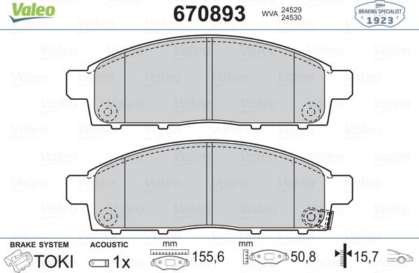 Valeo 670893 - Тормозные колодки, дисковые, комплект autospares.lv