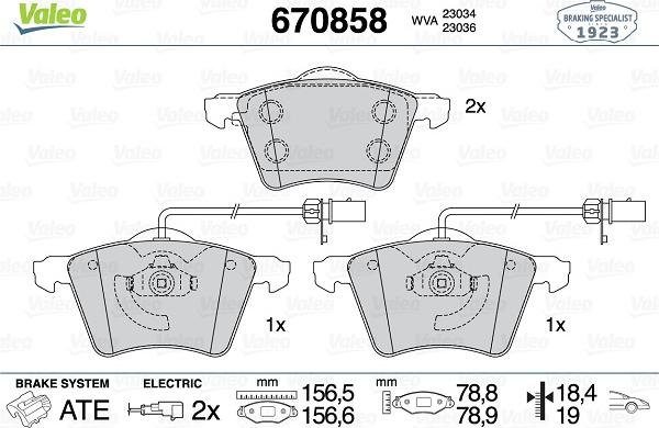 Valeo 670858 - Тормозные колодки, дисковые, комплект autospares.lv