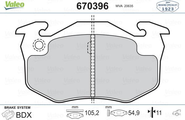 Valeo 670396 - Тормозные колодки, дисковые, комплект autospares.lv