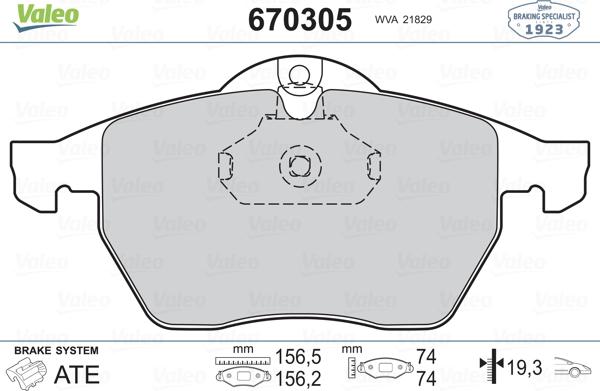 Valeo 670305 - Тормозные колодки, дисковые, комплект autospares.lv