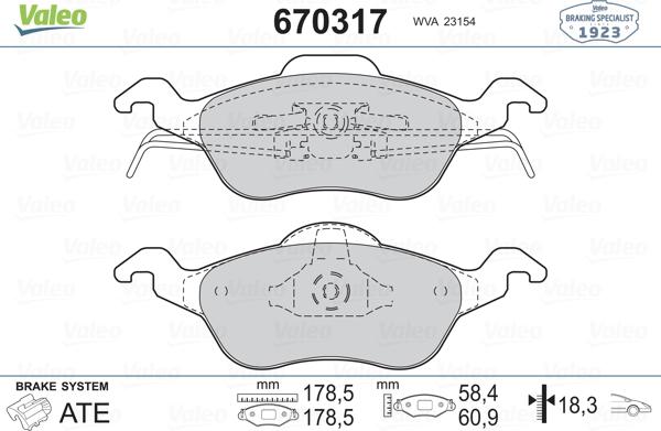 Valeo 670317 - Тормозные колодки, дисковые, комплект autospares.lv