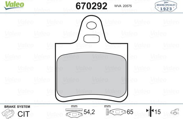 Valeo 670292 - Тормозные колодки, дисковые, комплект autospares.lv