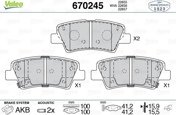 Valeo 670245 - Тормозные колодки, дисковые, комплект autospares.lv