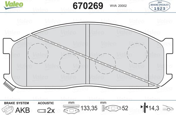 Valeo 670269 - Тормозные колодки, дисковые, комплект autospares.lv