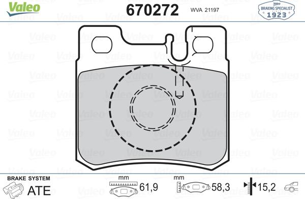 Valeo 670272 - Тормозные колодки, дисковые, комплект autospares.lv