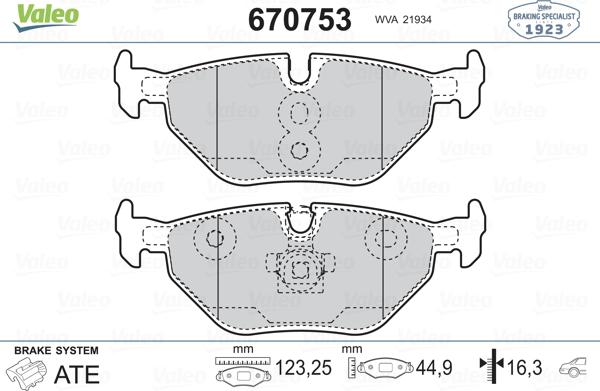 Valeo 670753 - Тормозные колодки, дисковые, комплект autospares.lv
