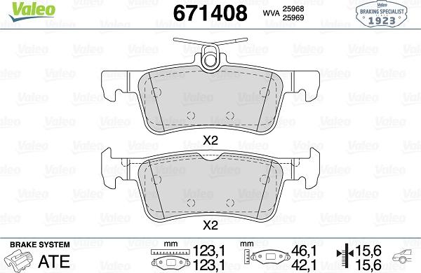 Valeo 671408 - Тормозные колодки, дисковые, комплект autospares.lv