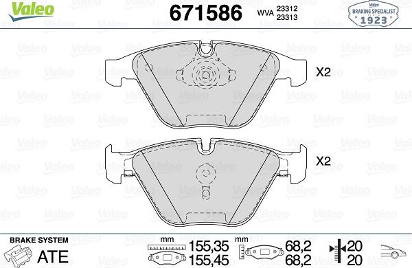 Valeo 671586 - Тормозные колодки, дисковые, комплект autospares.lv