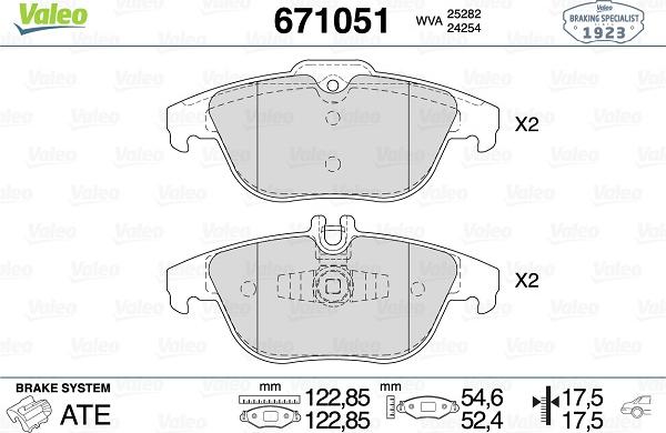 Valeo 671051 - Тормозные колодки, дисковые, комплект autospares.lv