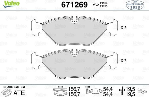 Valeo 671269 - Тормозные колодки, дисковые, комплект autospares.lv