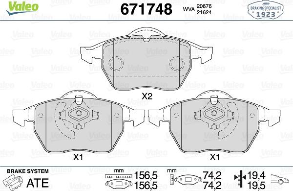 Valeo 671748 - Тормозные колодки, дисковые, комплект autospares.lv