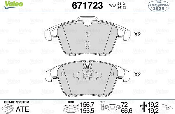 Valeo 671723 - Тормозные колодки, дисковые, комплект autospares.lv