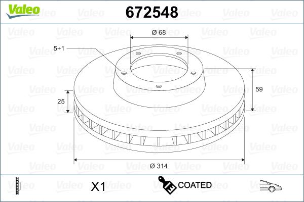 Valeo 672548 - Тормозной диск autospares.lv