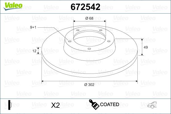 Valeo 672542 - Тормозной диск autospares.lv