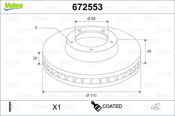 Valeo 672553 - Тормозной диск autospares.lv