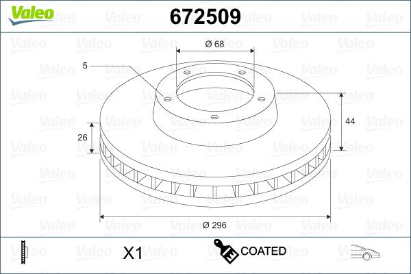 Valeo 672509 - Тормозной диск autospares.lv