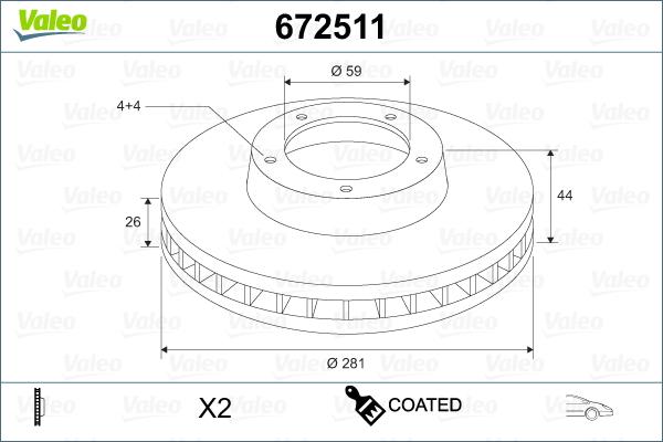 Valeo 672511 - Тормозной диск autospares.lv