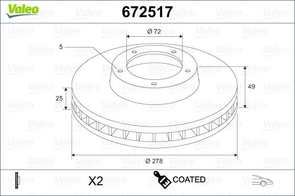 Valeo 672517 - Тормозной диск autospares.lv