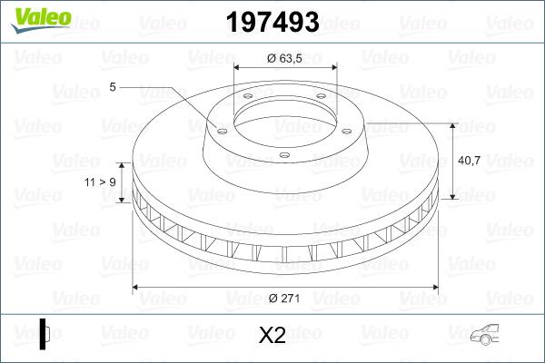 Valeo 197493 - Тормозной диск autospares.lv