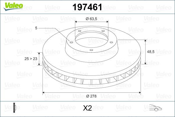 Valeo 197461 - Тормозной диск autospares.lv