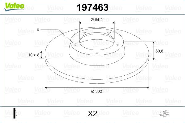 Valeo 197463 - Тормозной диск autospares.lv