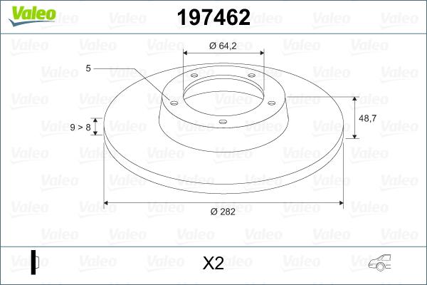 Valeo 197462 - Тормозной диск autospares.lv