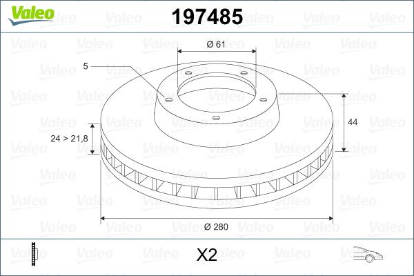 Valeo 197485 - Тормозной диск autospares.lv