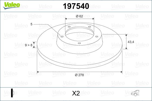 Valeo 197540 - Тормозной диск autospares.lv