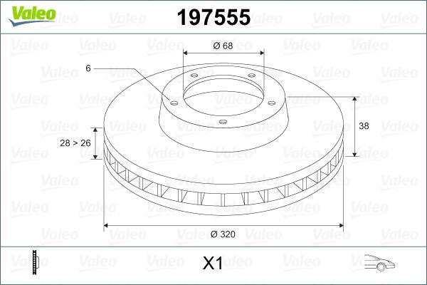 Valeo 197555 - Тормозной диск autospares.lv