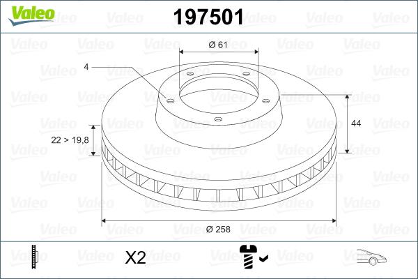 Valeo 197501 - Тормозной диск autospares.lv