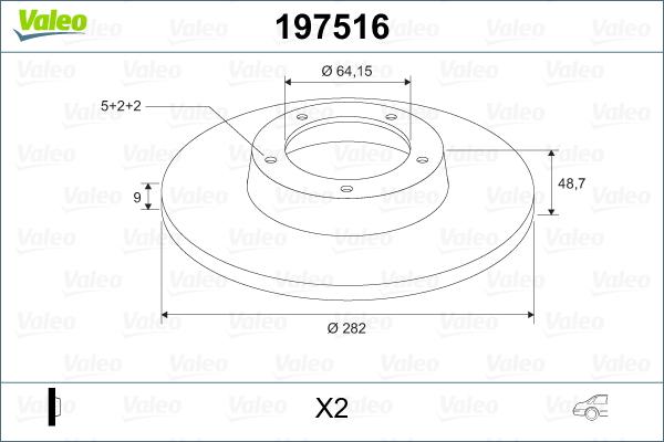 Valeo 197516 - Тормозной диск autospares.lv