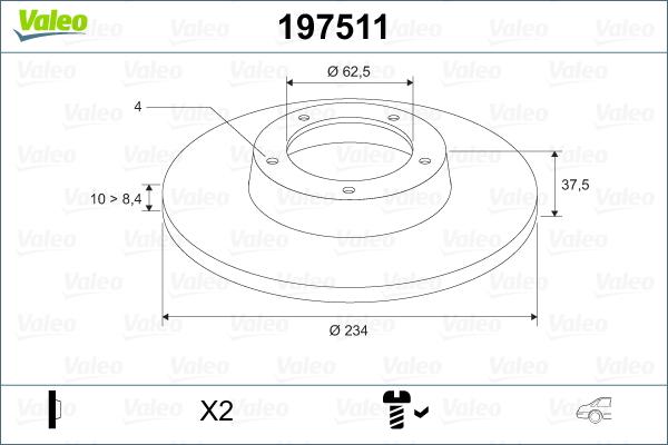 Valeo 197511 - Тормозной диск autospares.lv