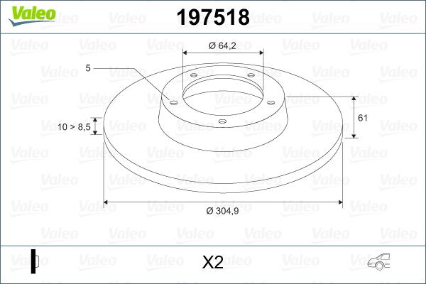 Valeo 197518 - Тормозной диск autospares.lv