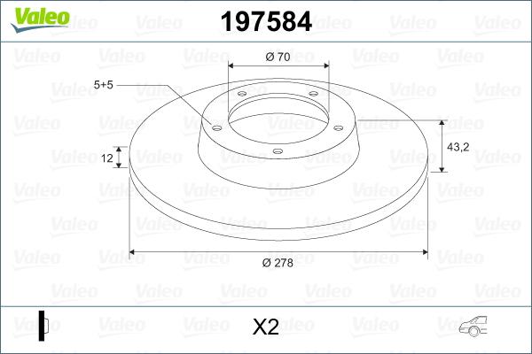 Valeo 197584 - Тормозной диск autospares.lv