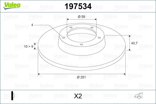 Valeo 197534 - Тормозной диск autospares.lv