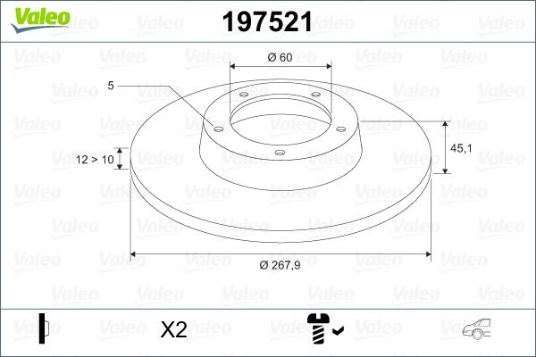 Valeo 197521 - Тормозной диск autospares.lv