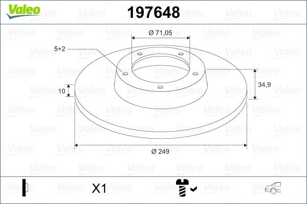 Valeo 197648 - Тормозной диск autospares.lv