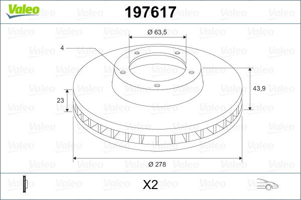 Valeo 197617 - Тормозной диск autospares.lv