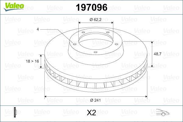 Valeo 197096 - Тормозной диск autospares.lv