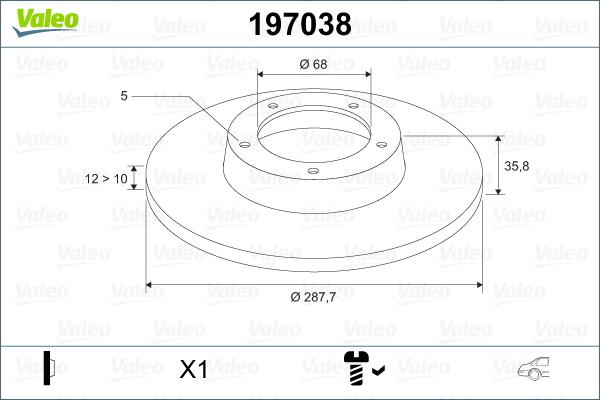 Valeo 197038 - Тормозной диск autospares.lv